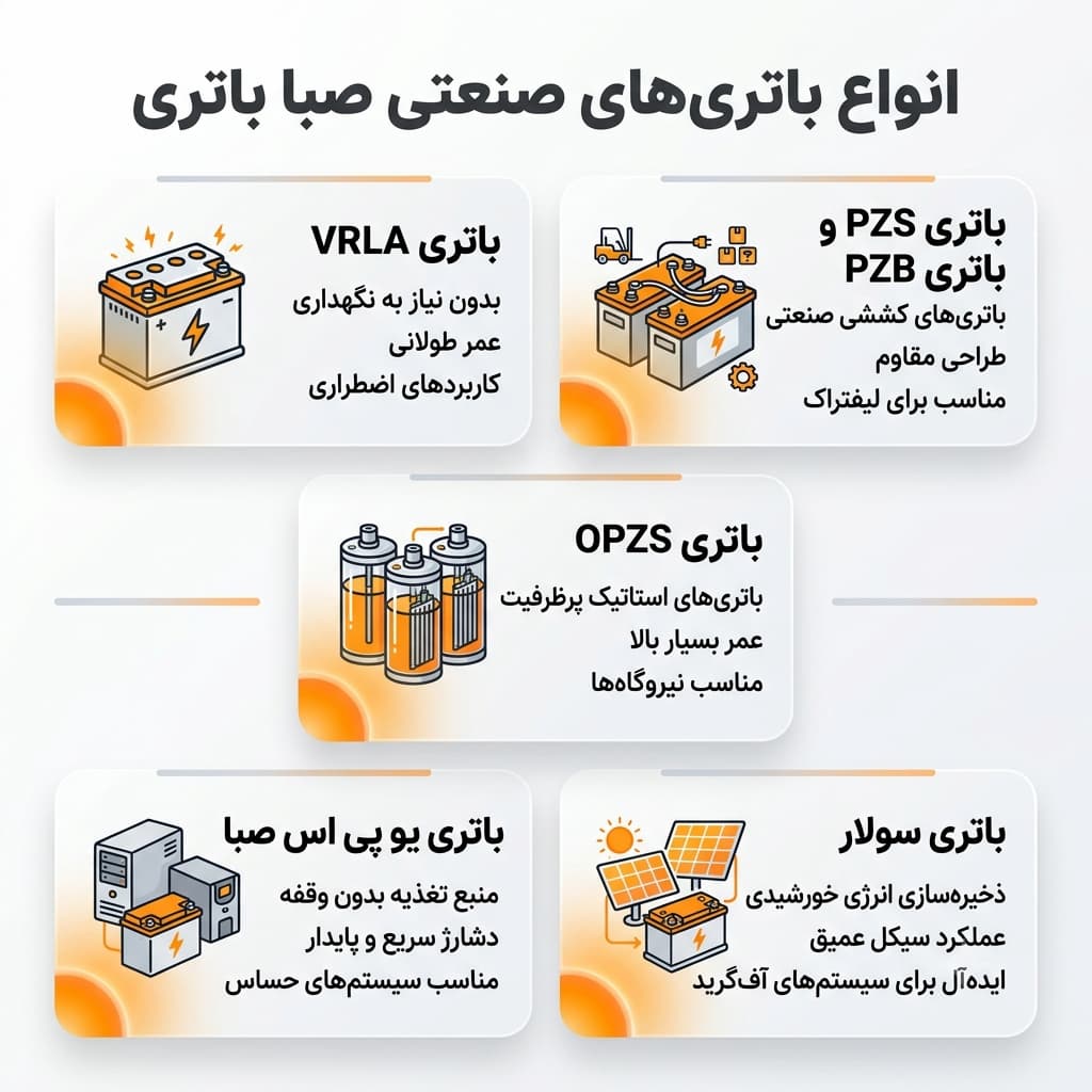 انواع باتری های صنعتی صبا