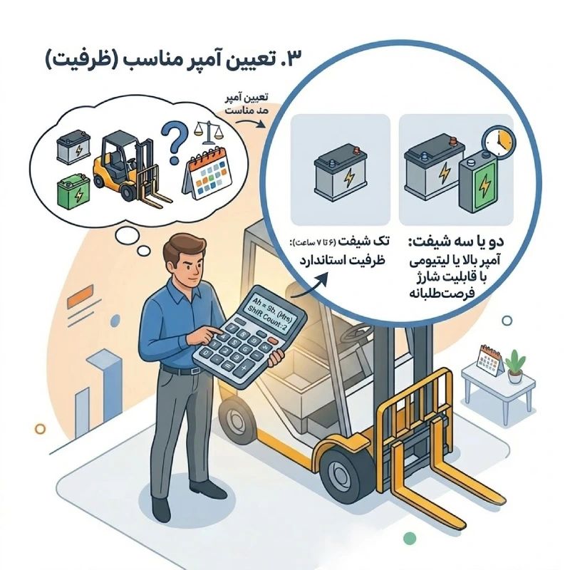 ۳. تعیین آمپر مناسب (ظرفیت)